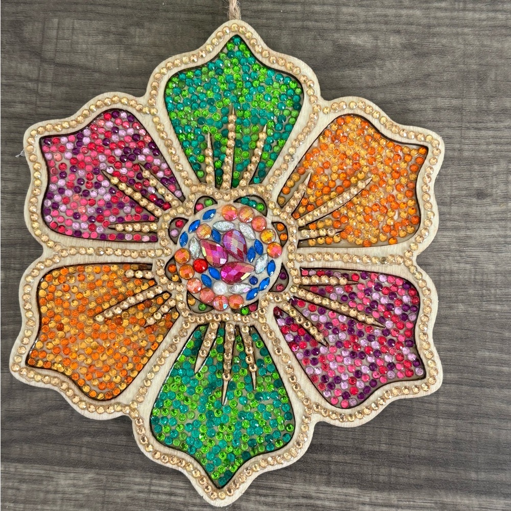 Colorful Beaded Flower Hanging Wall Art
